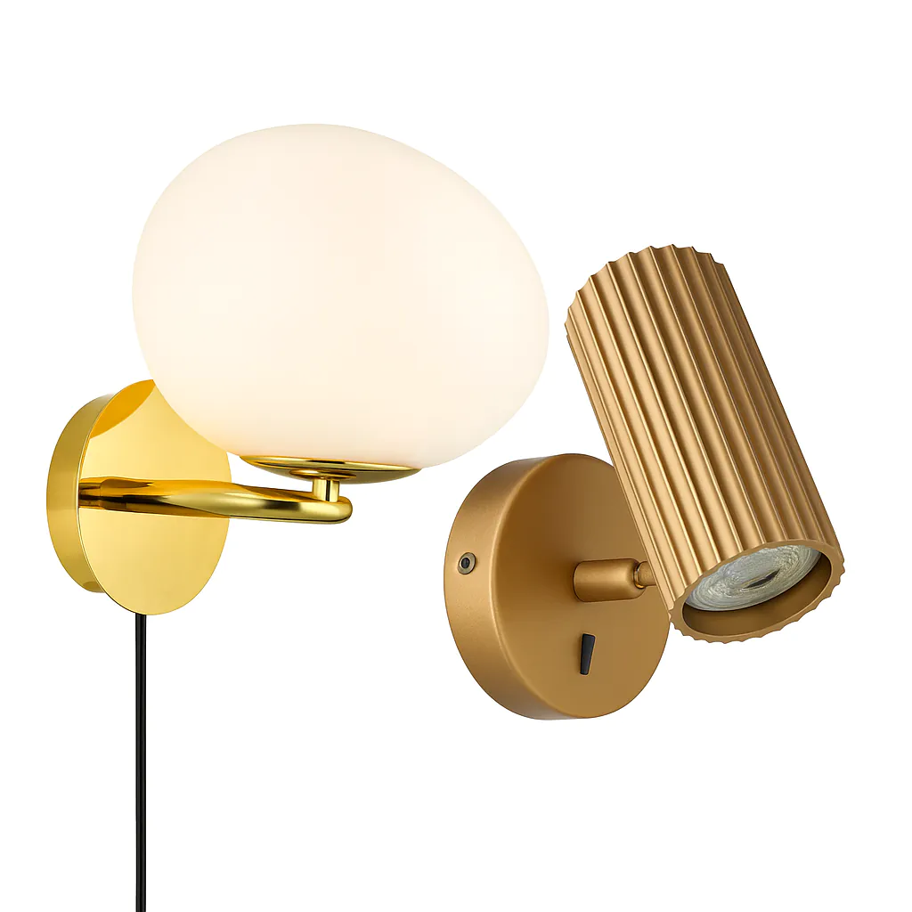 Guld-mässing vägglampor design