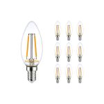 Flerpack 10x Noxion Lucent LED E14 Kronljus Filament Klar 2.5W 250lm - 827 Extra Varm Vit | Dimbar - Ersättare 25W