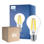 Flerpack 4x Philips MASTER Value LED Lampa E27 Päron Klar 11.2W 1521lm - 927 Extra Varm Vit | Bästa färgåtergivning - Dimbar - Ersättare 100W