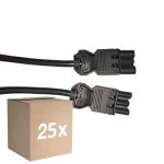 Flerpack 25x Noxion GST - Kompatibel Förlängningskabel Svart - Manlig + Kvinnlig - 1,5m - 3 pole 1,5mm2