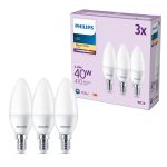 Flerpack 3x Philips Lampa LED E14 Kronljus Matt 5W 470lm - 827 Extra Varm Vit