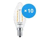 Flerpack 10x Philips Corepro LED Kronljus E14 Vriden Kronljus Filament Klar 2W 250lm - 827 Extra Varm Vit | Ersättare 25W