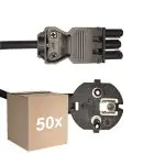 Flerpack 50x Noxion GST - Kompatibel Strömkabel Svart - Kvinnlig + Schuko Europlug - 3m - 3 pole 0.75mm2